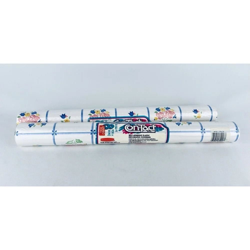 Vintage 90s Con-Tact Brand Contact Floral  Shelf Liner - Lot Of 2 Rubbermaid